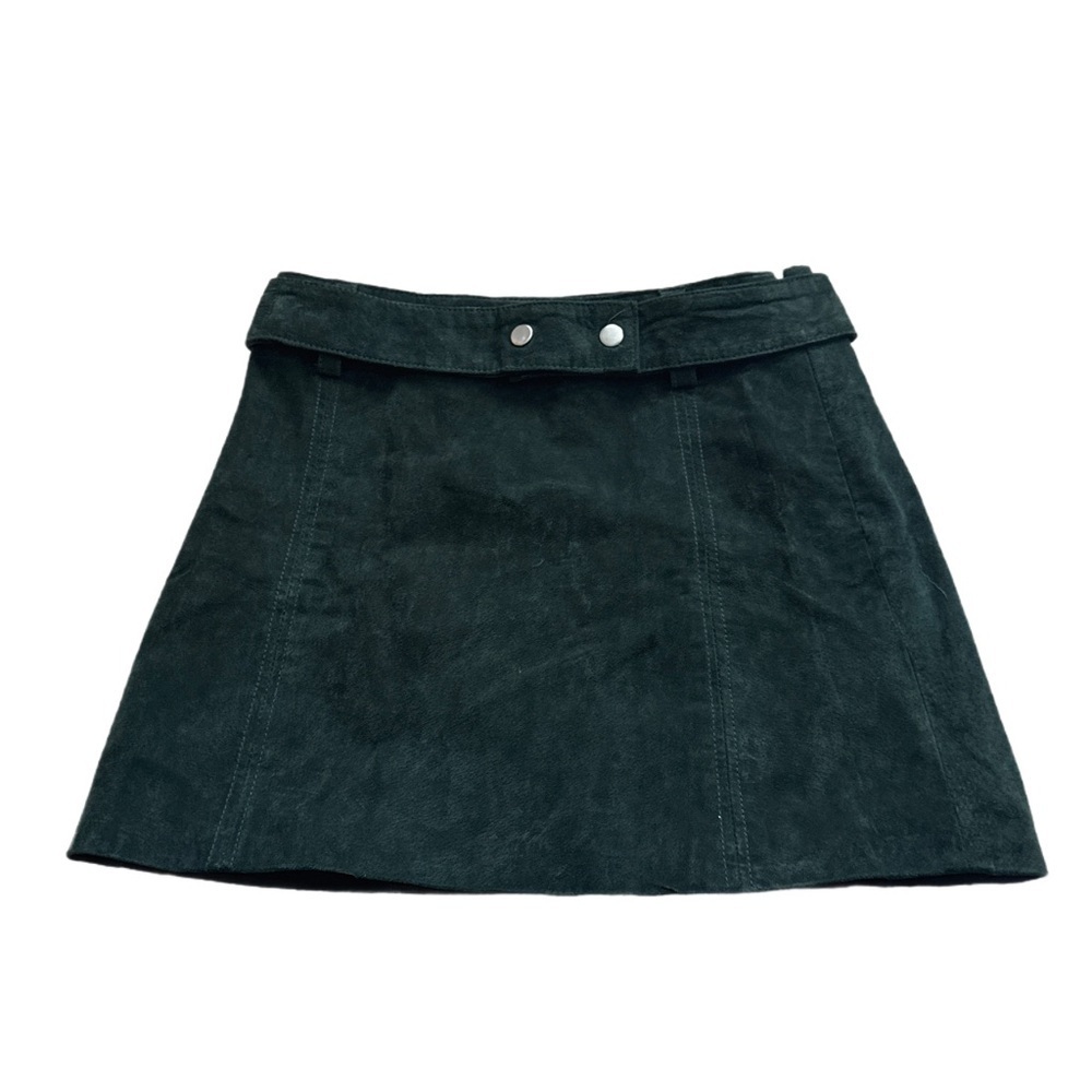 Zara Dark Green Leather Belted Mini Skirt